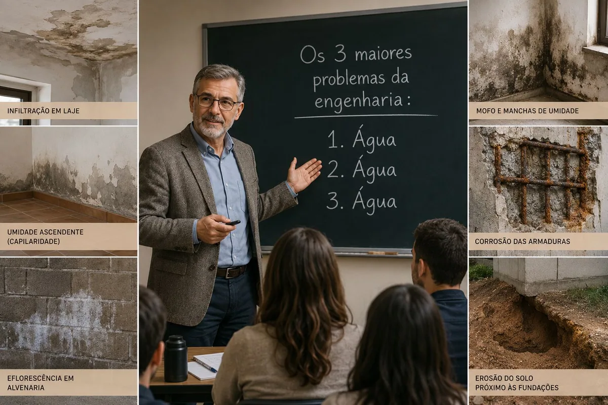 Professor no quadro: os 3 maiores problemas da engenharia, água, água e água